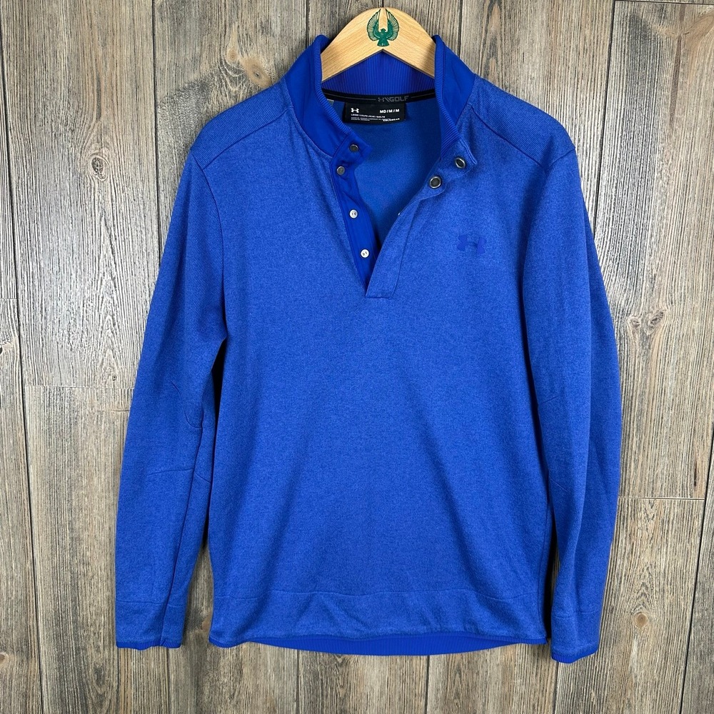 Under Armour Golf Storm Sweater Fleece Snap Mock Royal Blue Mens Medium